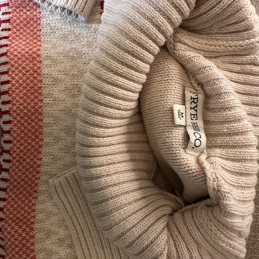 FRYE AND CO. Turtleneck Sweater - Cream, Red, Pink - Picture 4 of 6